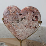Roze crazy lace agaat hart op standaard | Marga Jacobs