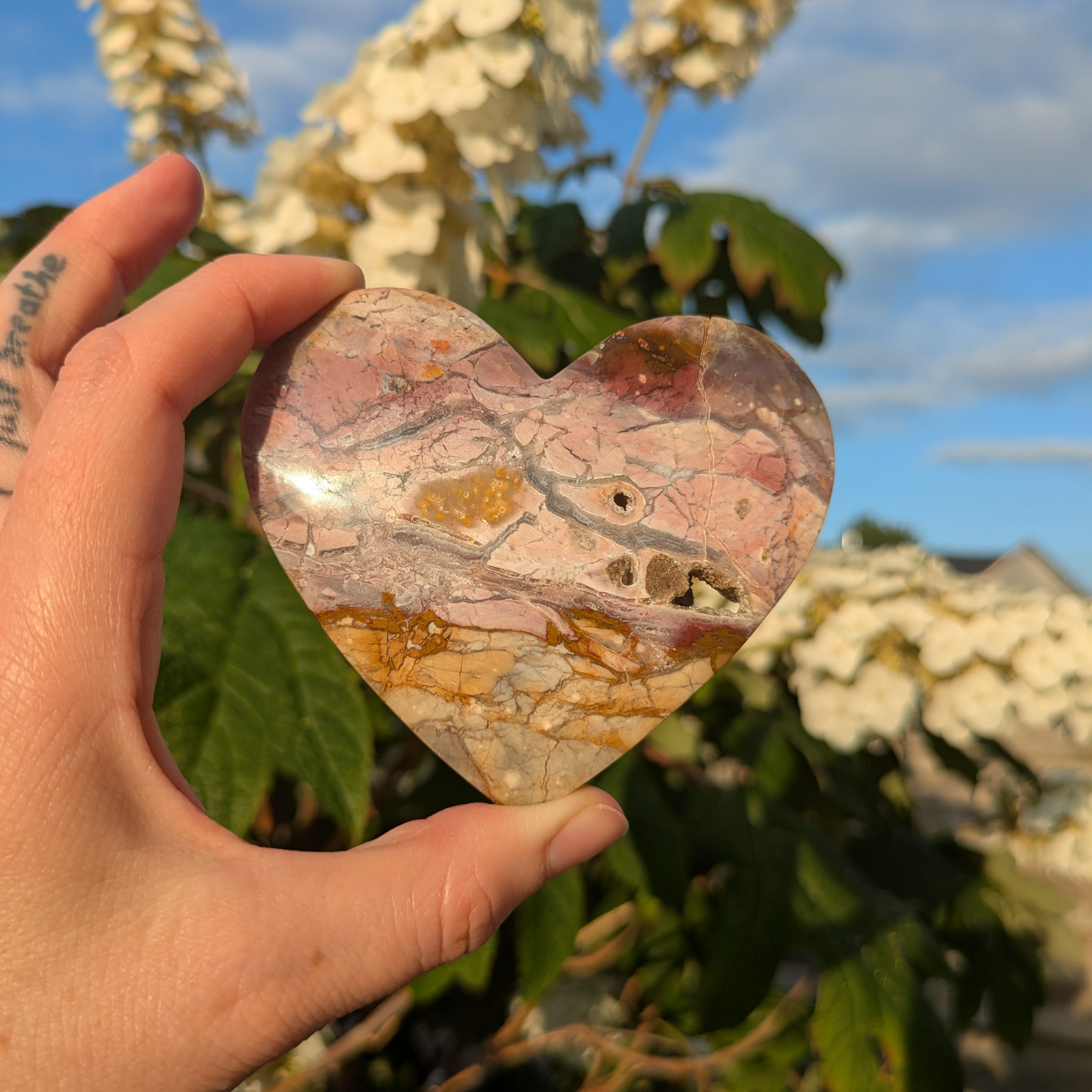 Roze chalcedoon hart | Marga Jacobs