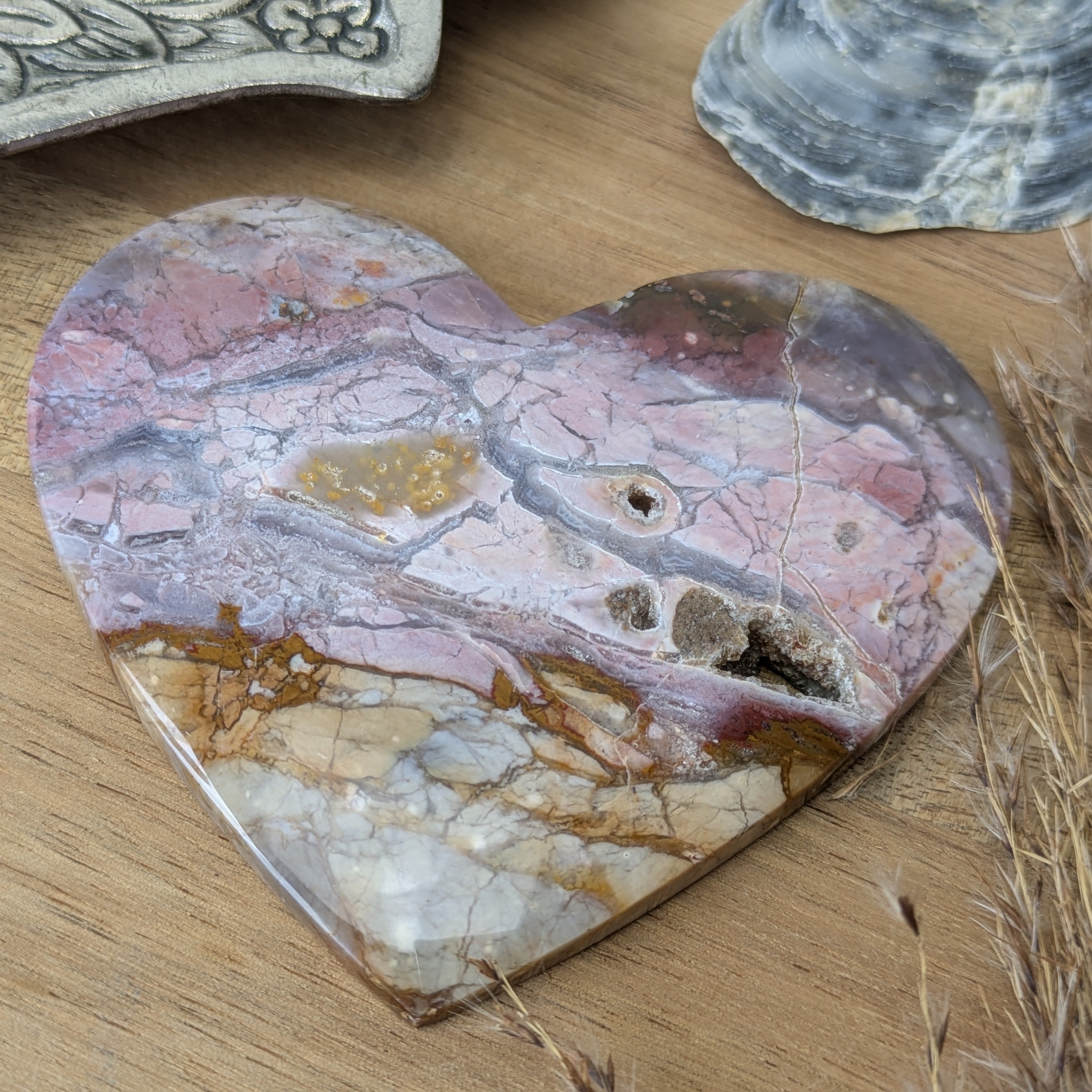 Roze chalcedoon hart | Marga Jacobs