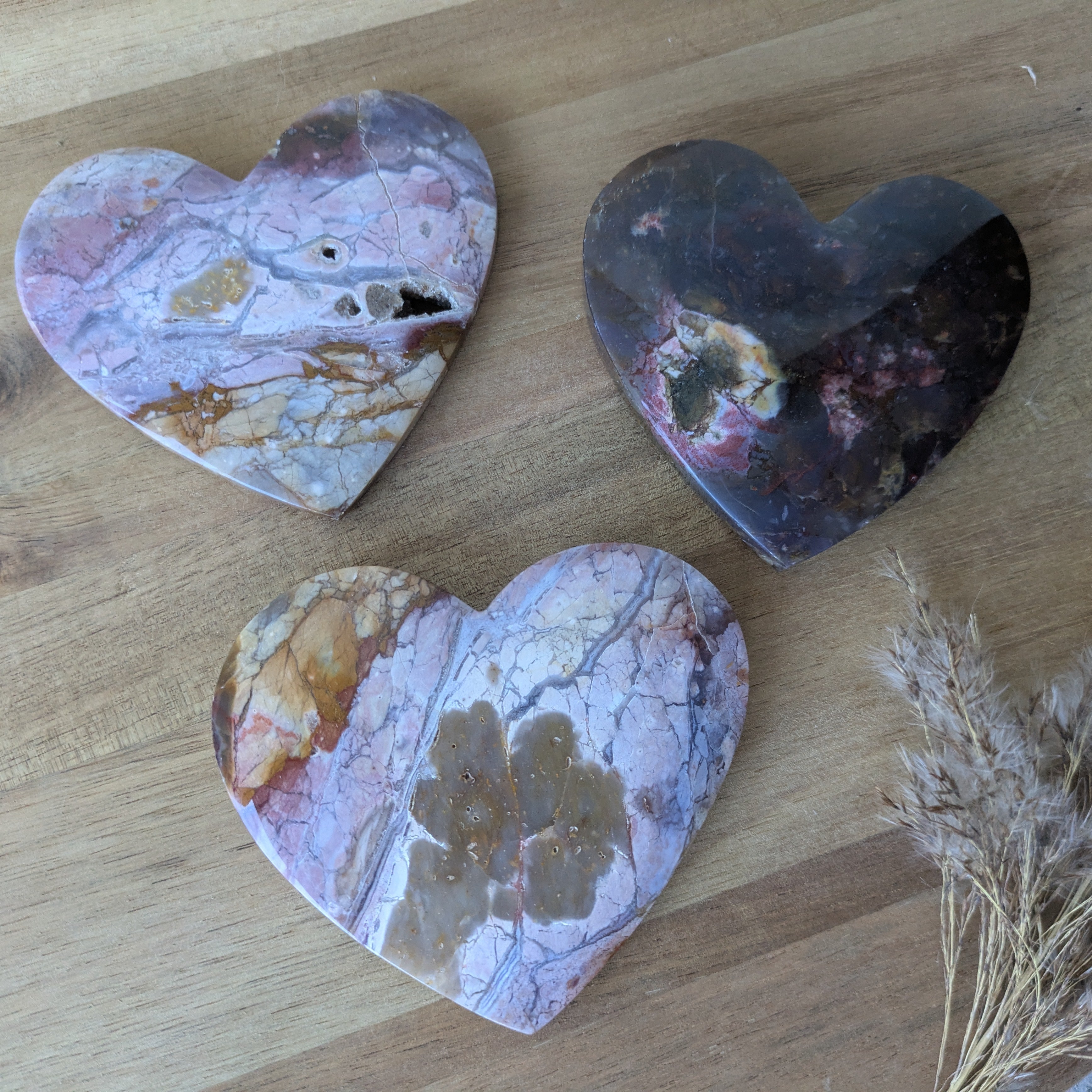 Roze chalcedoon harten | Marga Jacobs