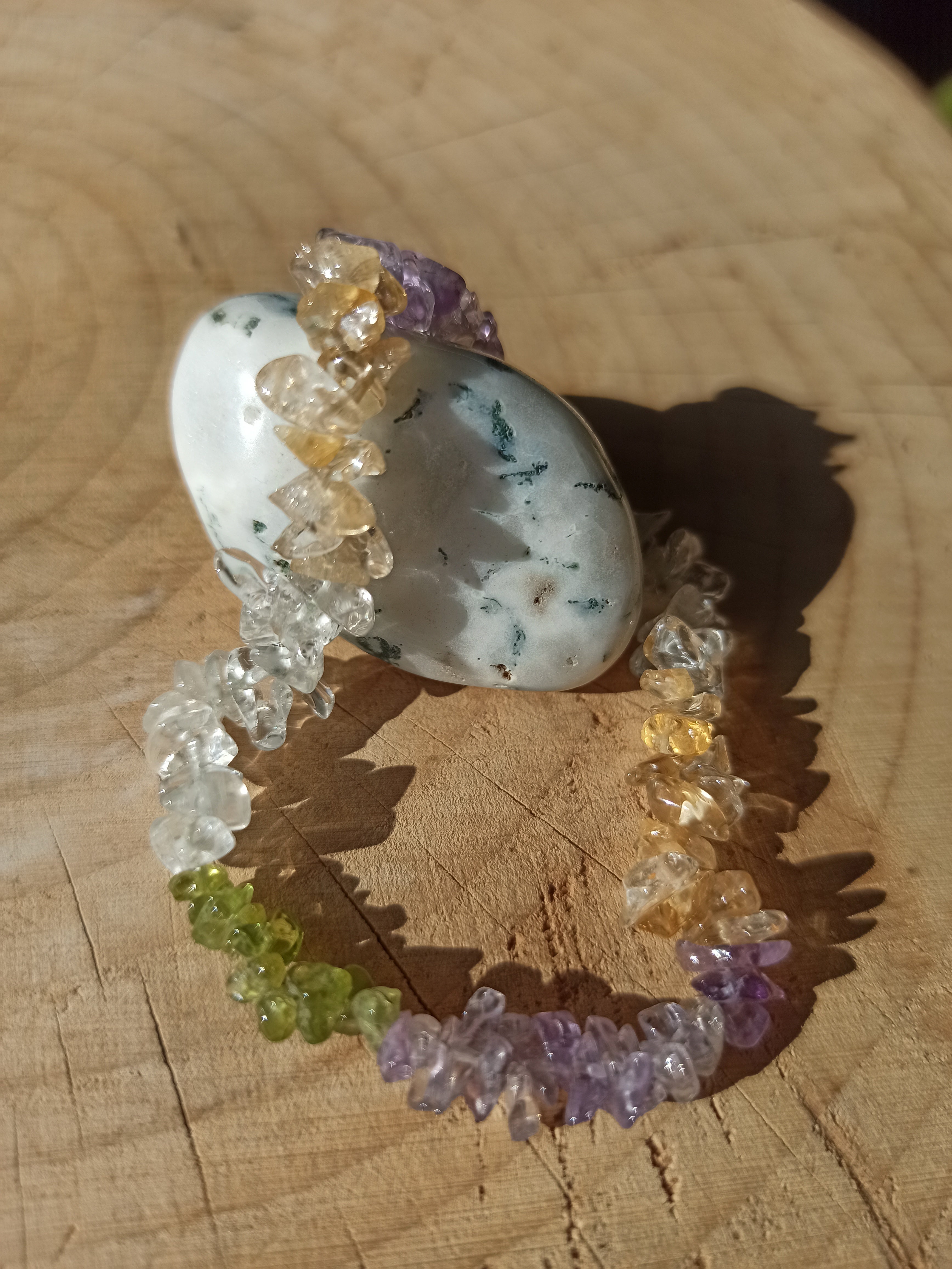 Amethist - Citrien - Bergkristal - Peridoot edelsteen armband split | Marga Jacobs