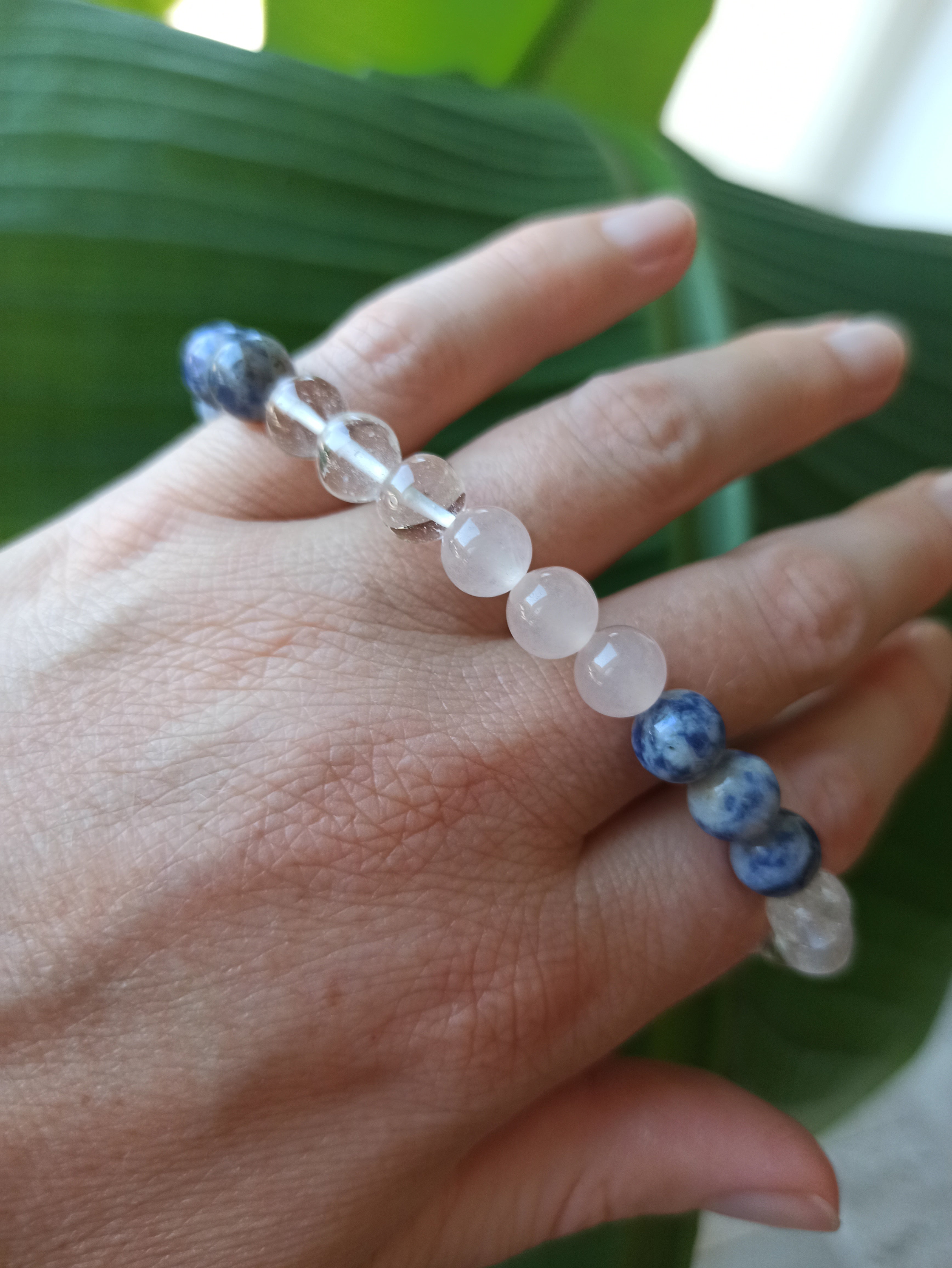 Bergkristal - Amethist - Sodaliet edelsteen armband | 8 mm | Marga Jacobs