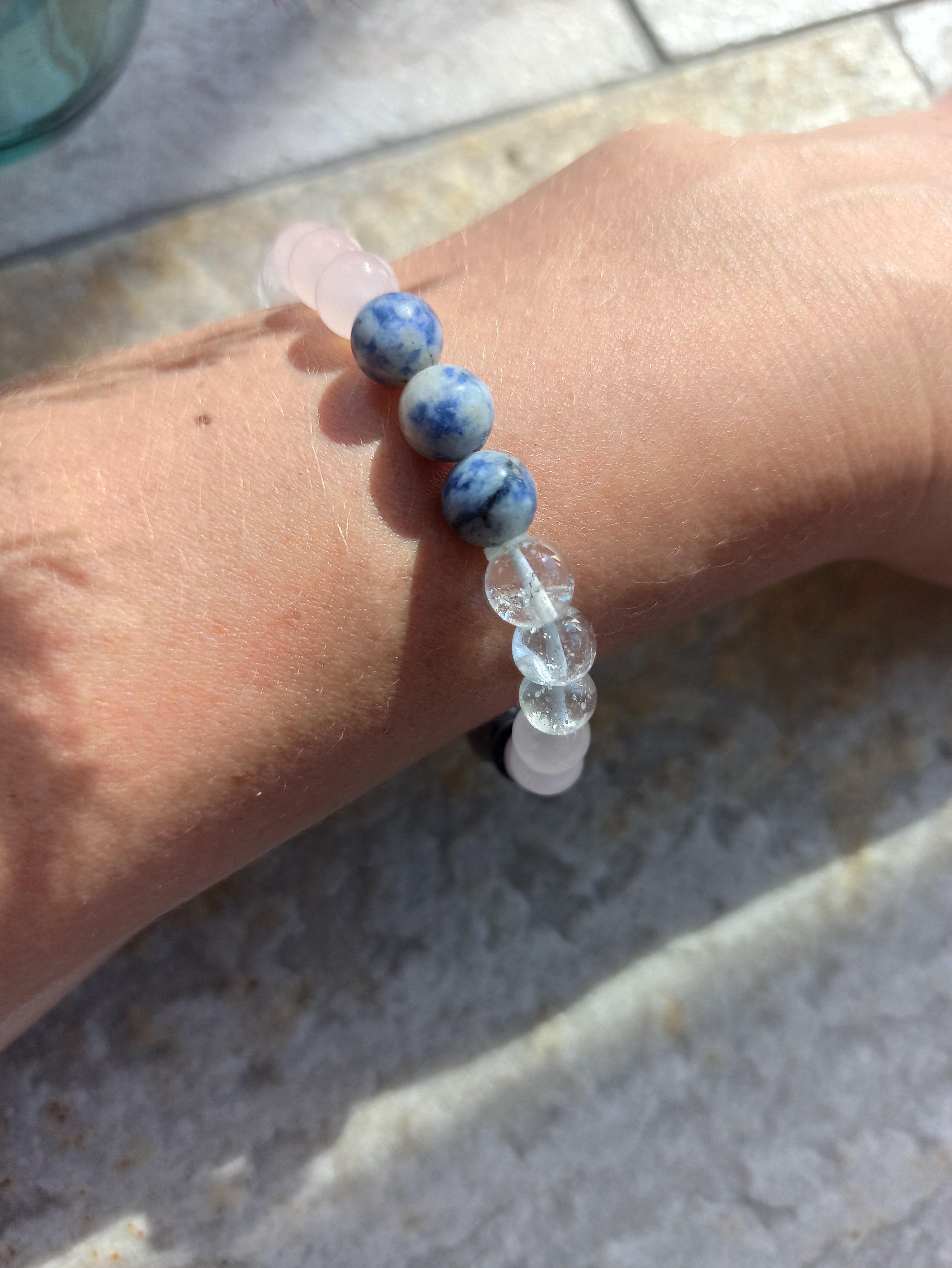 Bergkristal - Amethist - Sodaliet edelsteen armband | 8 mm | Marga Jacobs