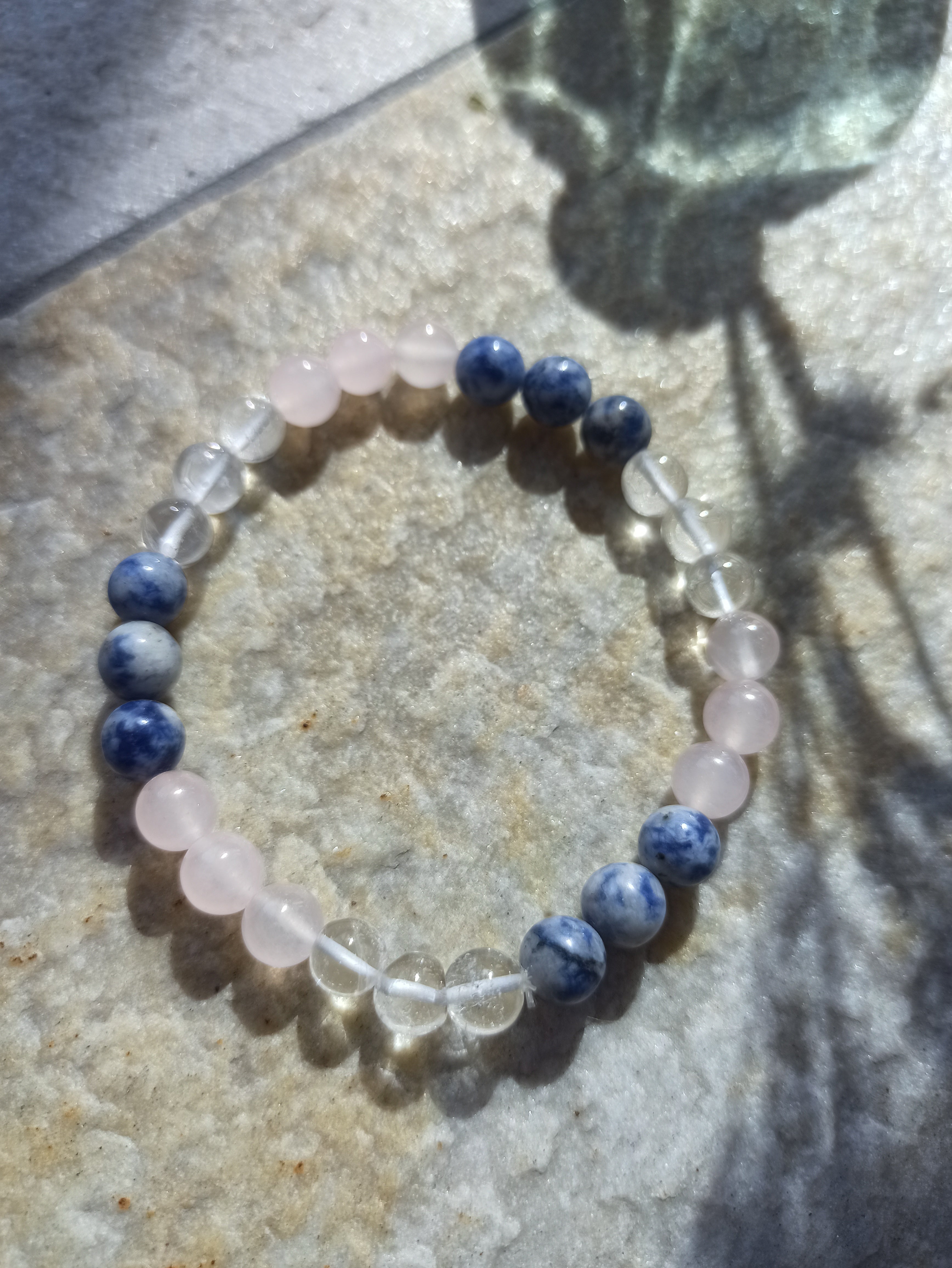 Bergkristal - Amethist - Sodaliet edelsteen armband | 8 mm | Marga Jacobs