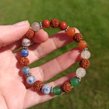 Charkrastenen met rudraksha armband | 8 mm | Marga Jacobs