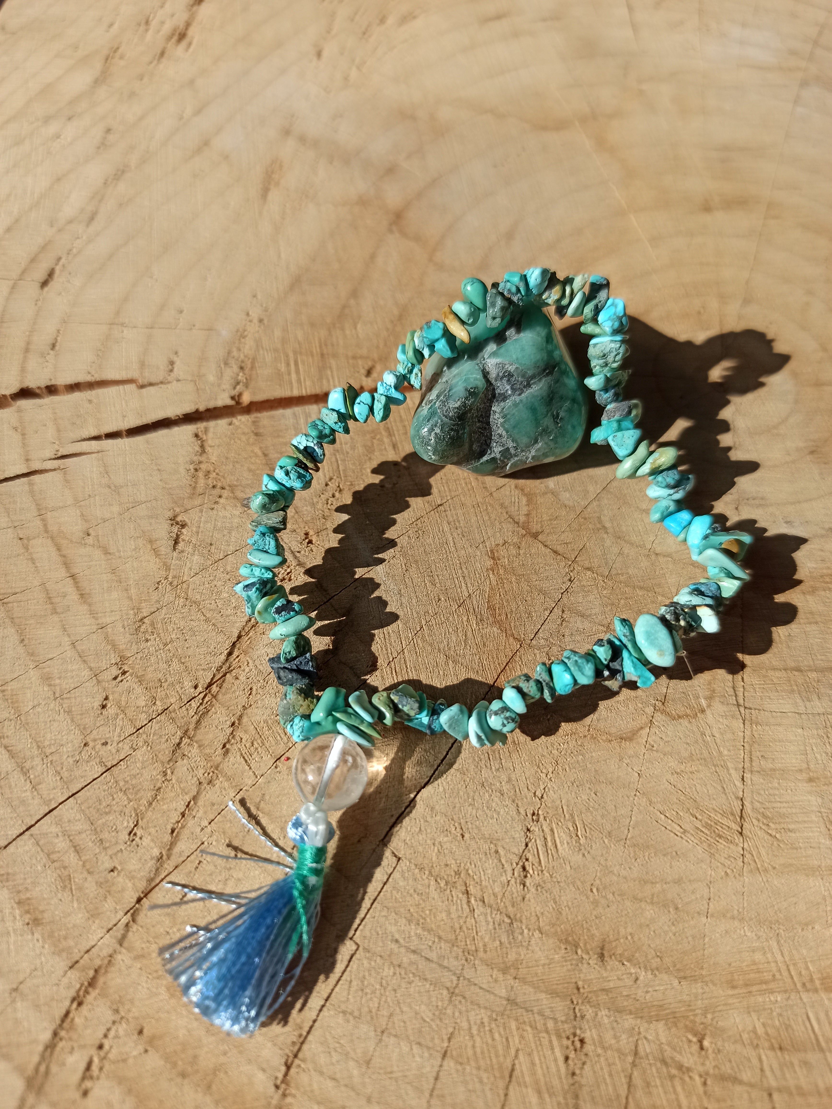 Turkoois edelsteen armband split met flosje | Marga Jacobs