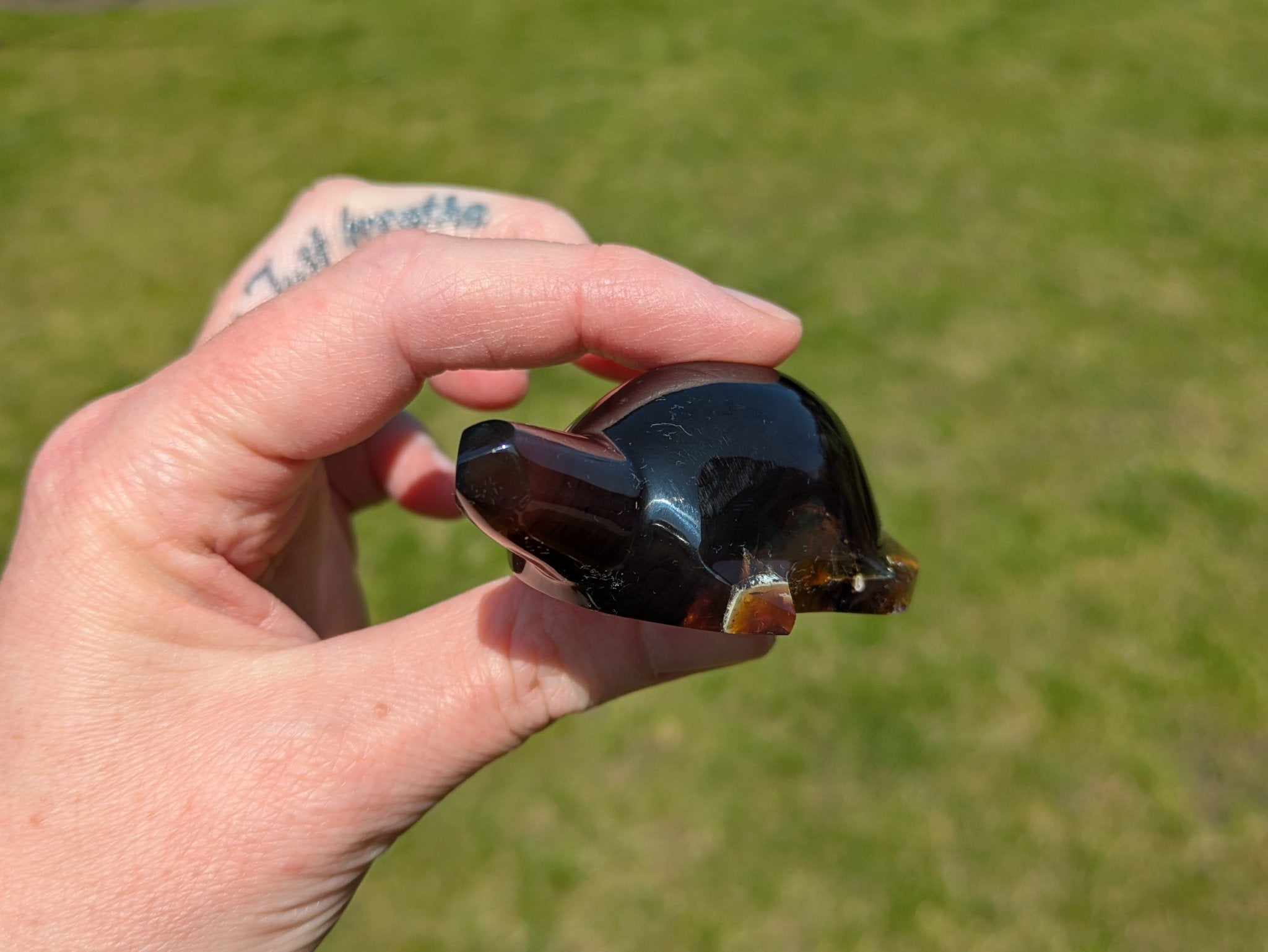 Barnsteen schildpad 1 – curated crystal by Marga Jacobs | rust, symboliek en intuïtieve zelfzorg