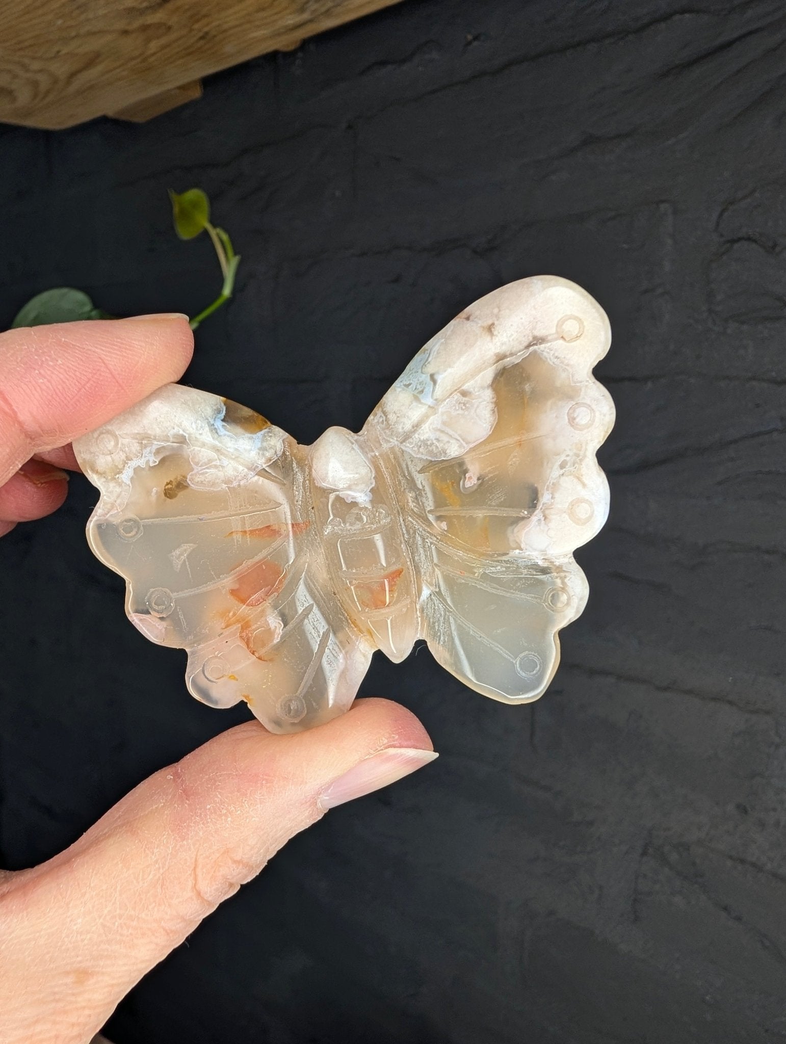 Bloemagaat vlinder – curated crystal by Marga Jacobs | rust, symboliek en intuïtieve zelfzorg