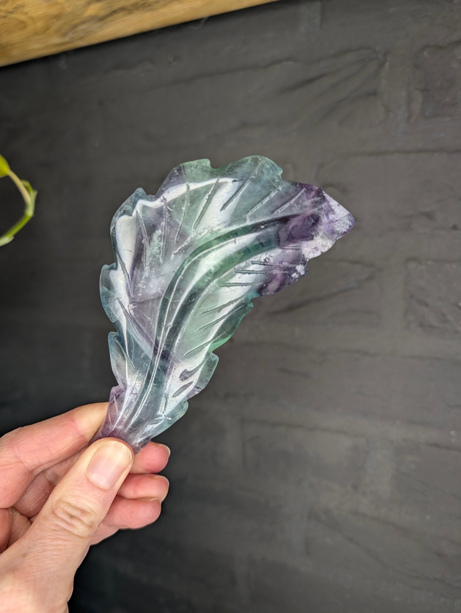 Fluoriet veer – curated crystal by Marga Jacobs | rust, symboliek en intuïtieve zelfzorg