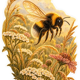 Hommel in bloemenweide - sticker – bijzondere edelsteen, zorgvuldig gekozen door Marga Jacobs