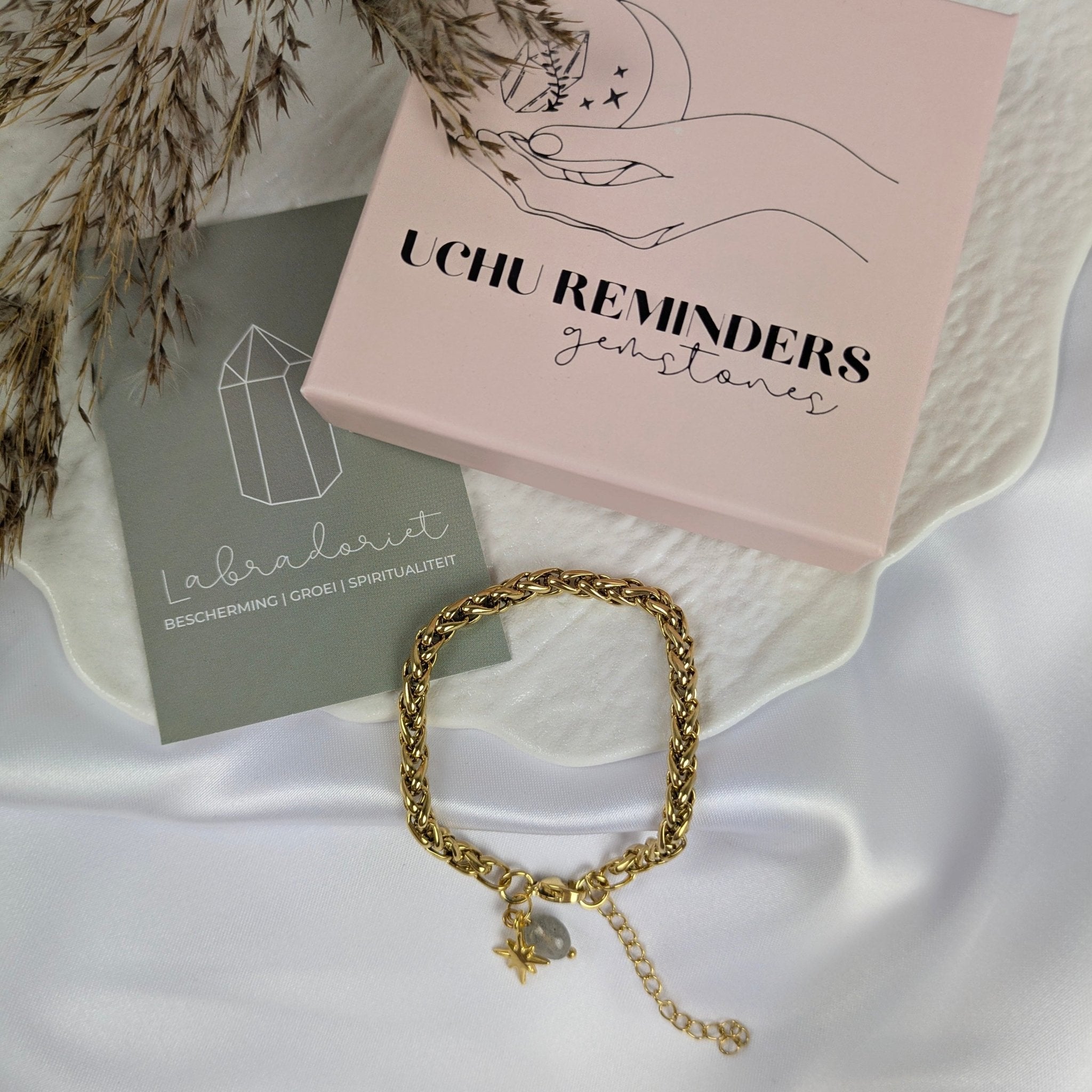 Labradoriet armband met ster | Uchu Reminders – curated crystal by Marga Jacobs | rust, symboliek en intuïtieve zelfzorg