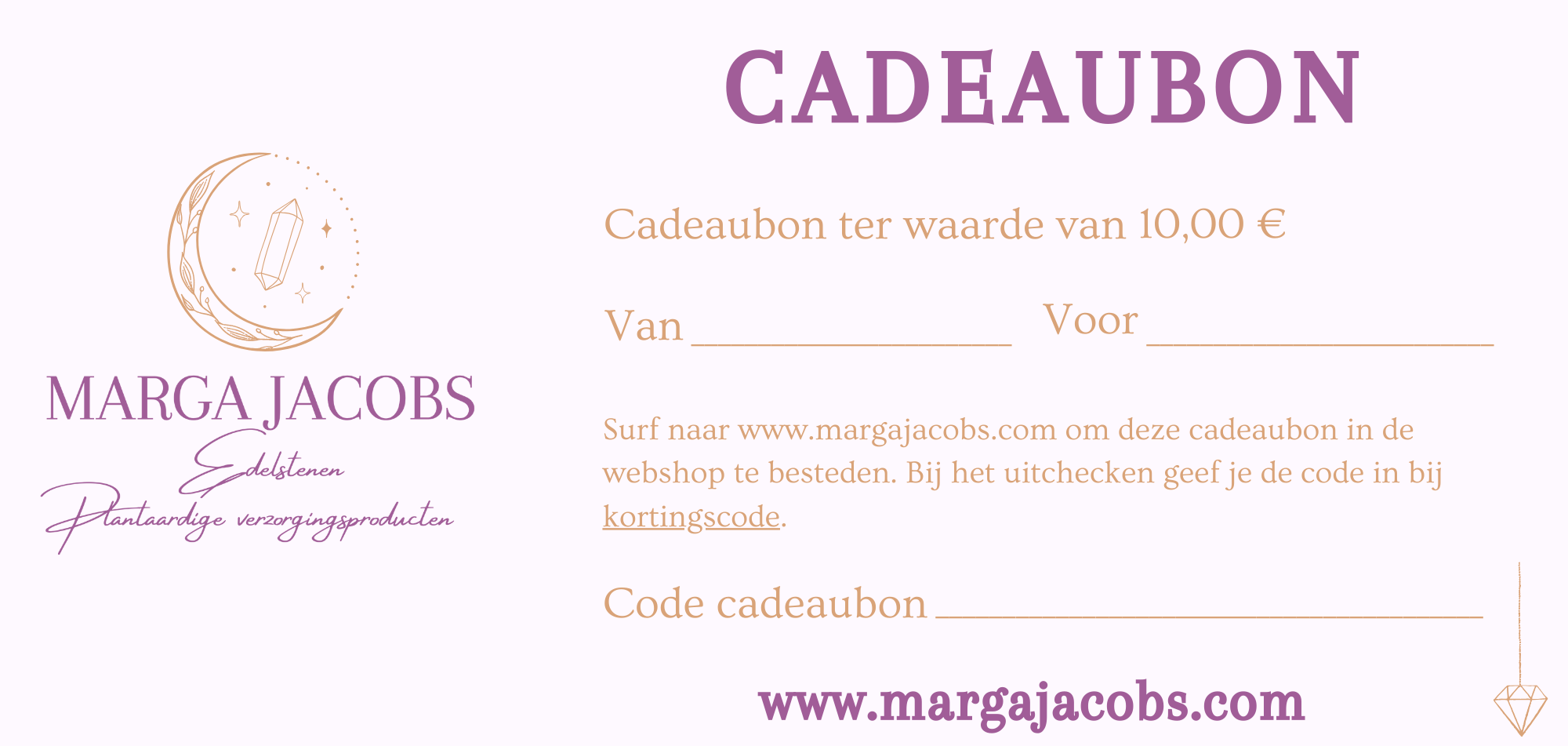 Marga Jacobs cadeaubon – curated crystal by Marga Jacobs | rust, symboliek en intuïtieve zelfzorg