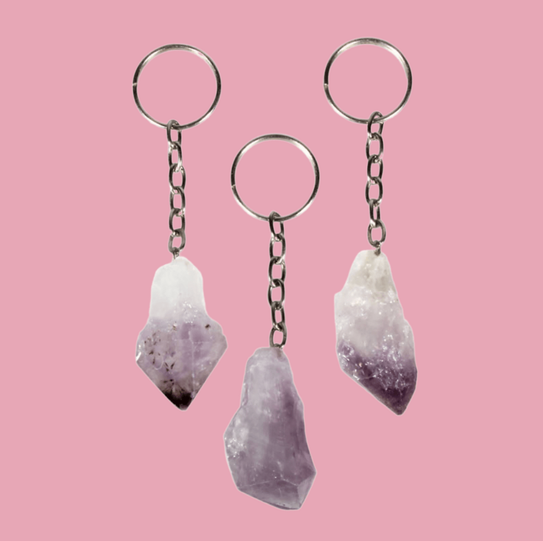 Sleutelhanger Amethist ~ Uchu Reminders – curated crystal by Marga Jacobs | rust, symboliek en intuïtieve zelfzorg