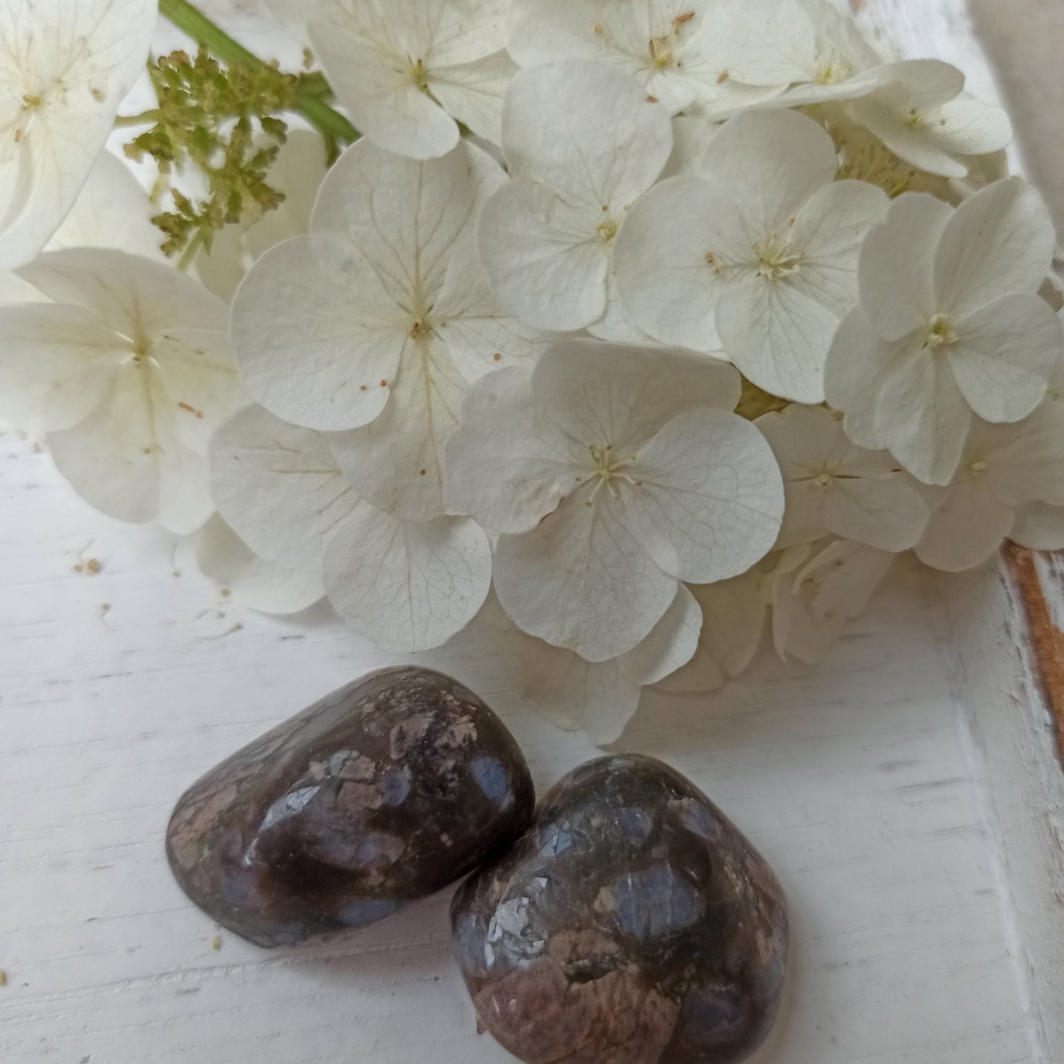 Vulkaniet (que sera) trommelstenen – curated crystal by Marga Jacobs | rust, symboliek en intuïtieve zelfzorg