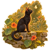 Zwarte kat in het avondlicht - sticker – bijzondere edelsteen, zorgvuldig gekozen door Marga Jacobs