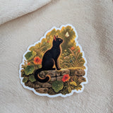 Zwarte kat in het avondlicht - sticker – bijzondere edelsteen, zorgvuldig gekozen door Marga Jacobs