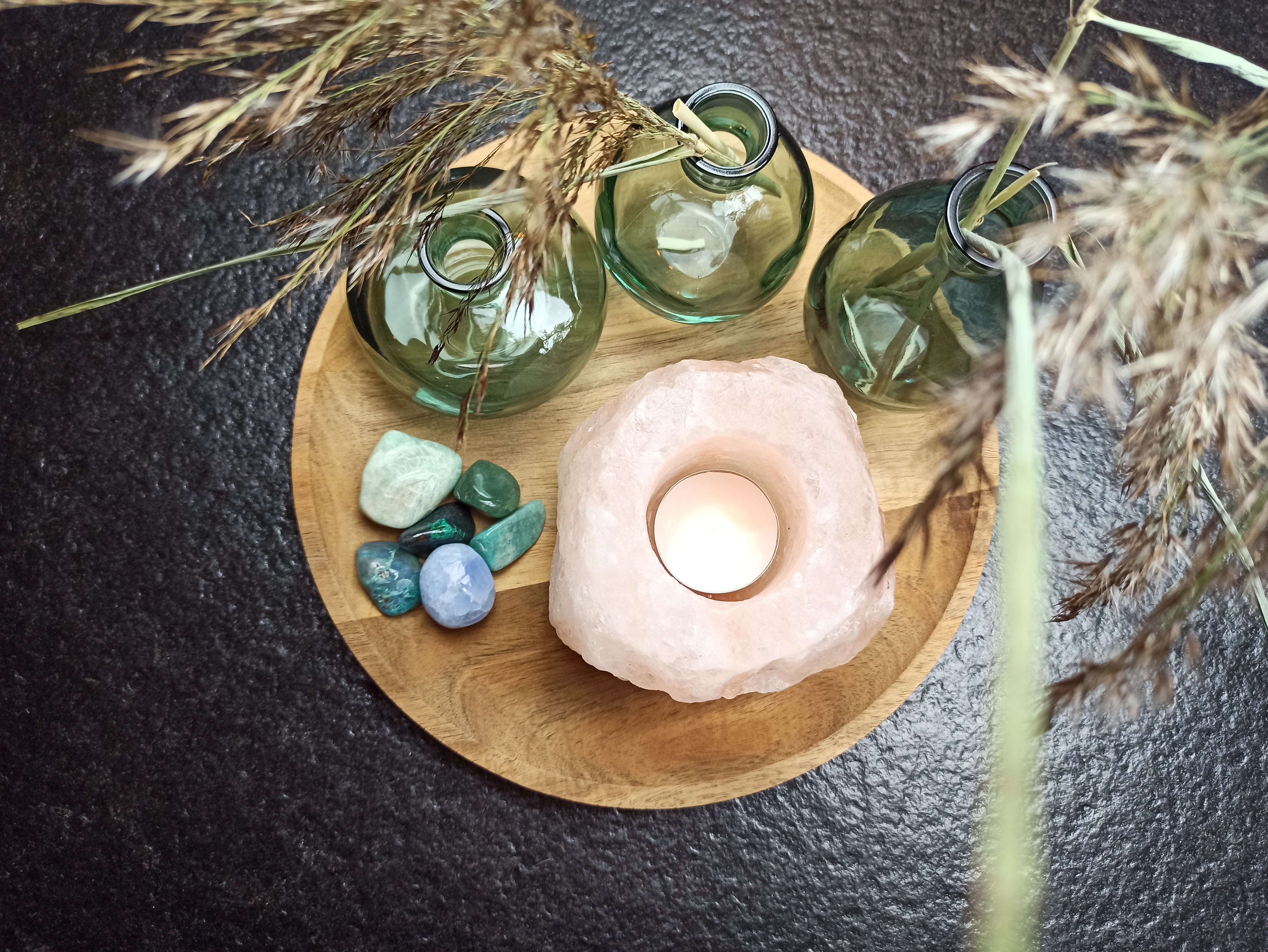 Zoutsteen theelichthouder (roze) | Marga Jacobs - De webshop