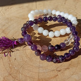Amethist edelsteen armband met flosje | Marga Jacobs