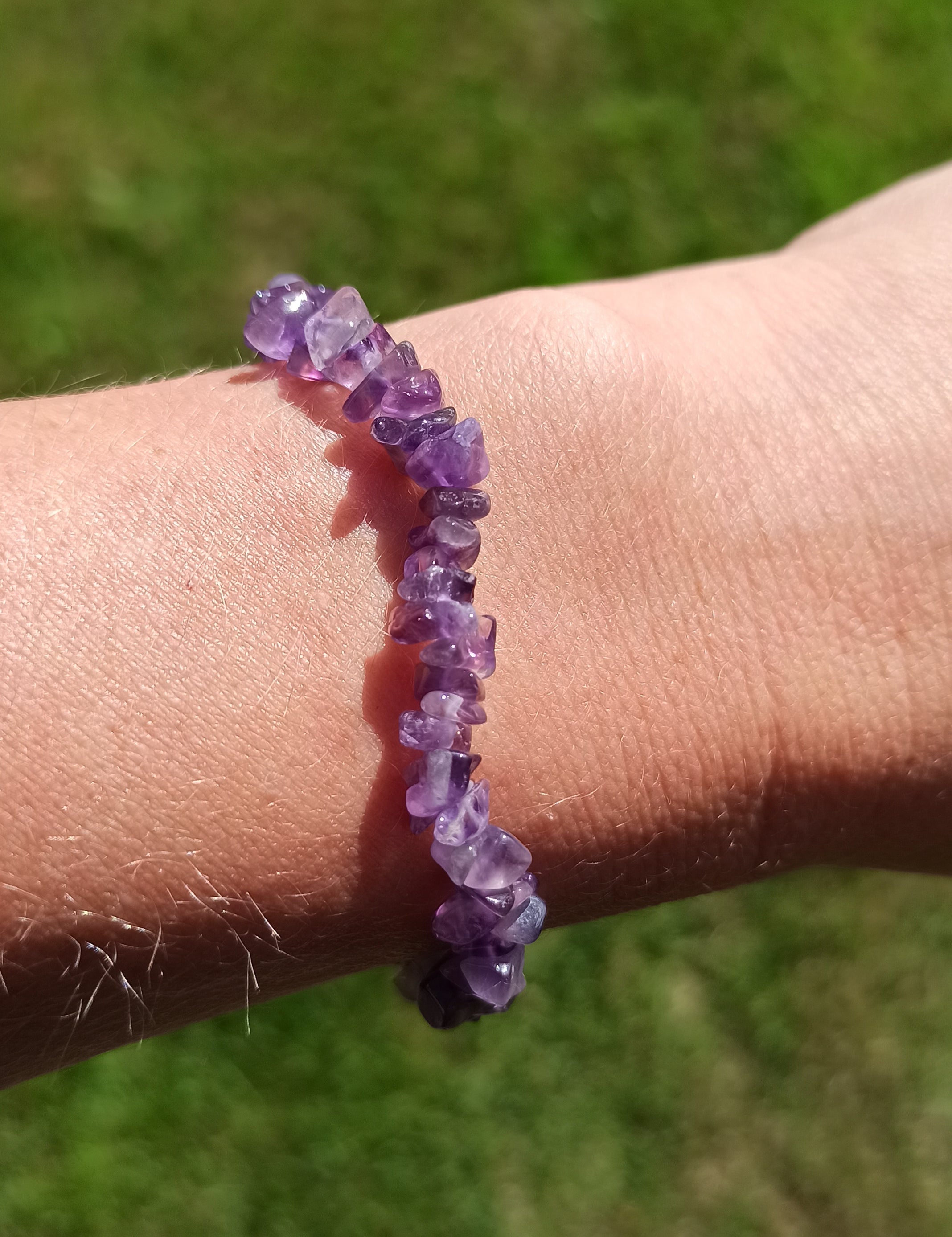Amethist edelsteen armband split met flosje | Marga Jacobs