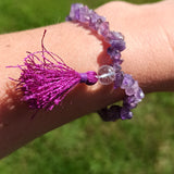 Amethist edelsteen armband split met flosje | Marga Jacobs