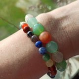 Bergkristal - Groene Agaat - Carneool (facet) edelsteen armband | Marga Jacobs
