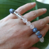 Bergkristal - Amethist - Sodaliet edelsteen armband | 8 mm | Marga Jacobs