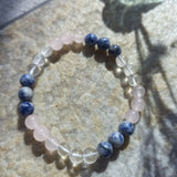 Bergkristal - Amethist - Sodaliet edelsteen armband | 8 mm | Marga Jacobs
