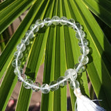 Bergkristal edelsteen armband met flosje | 8 mm | Marga Jacobs