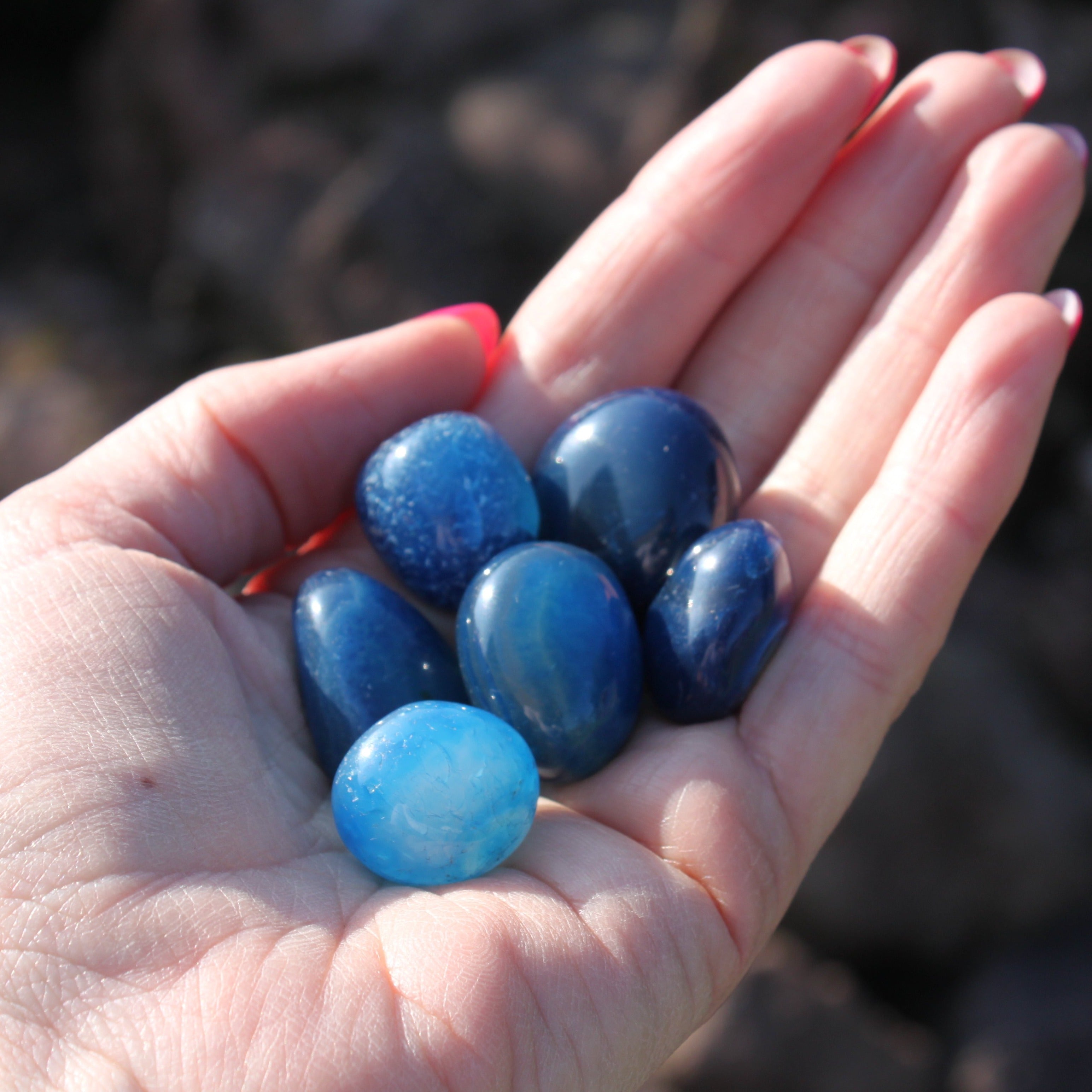 Agaat (blauw) trommelstenen | Marga Jacobs