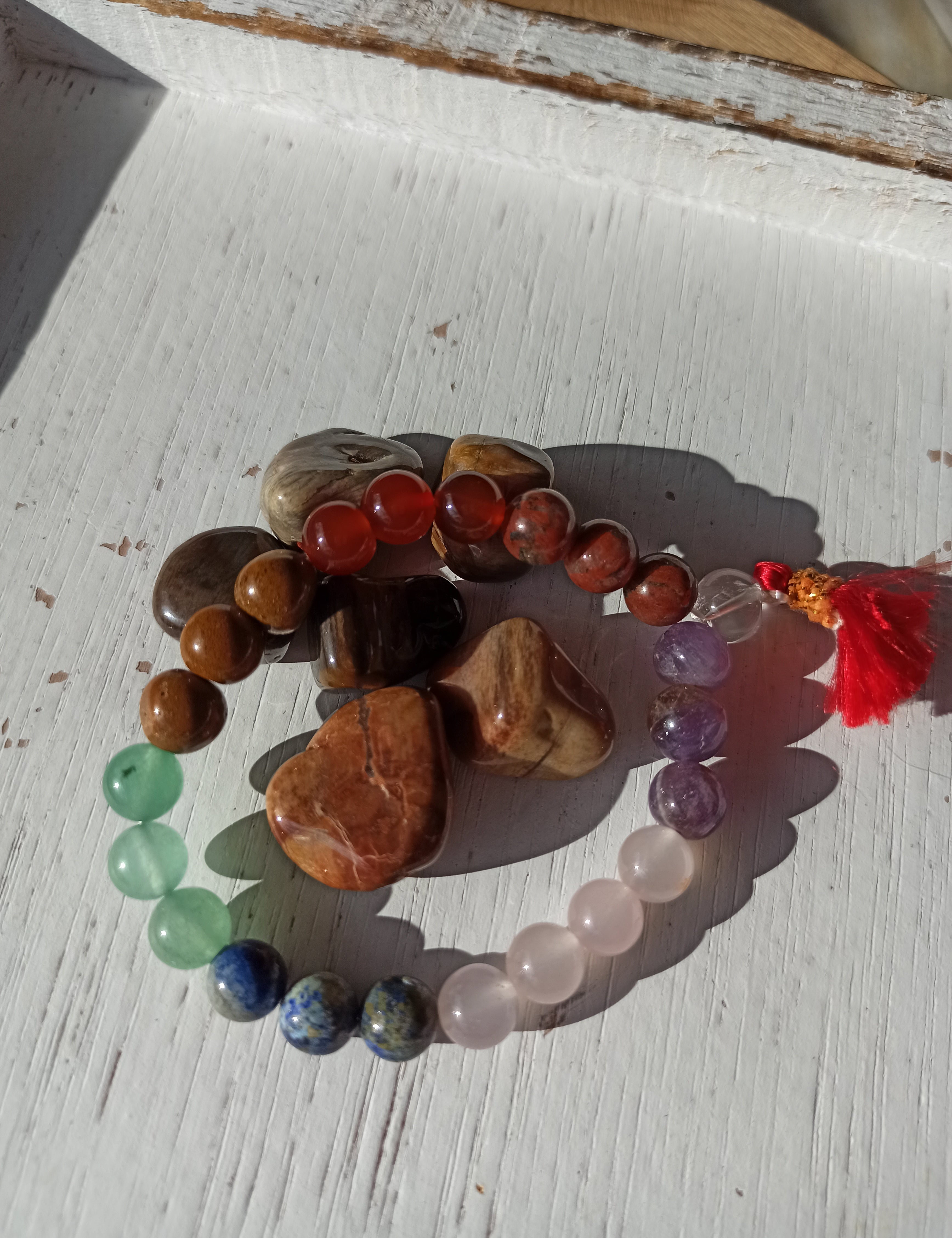 Chakra edelsteen armband met flosje | Marga Jacobs