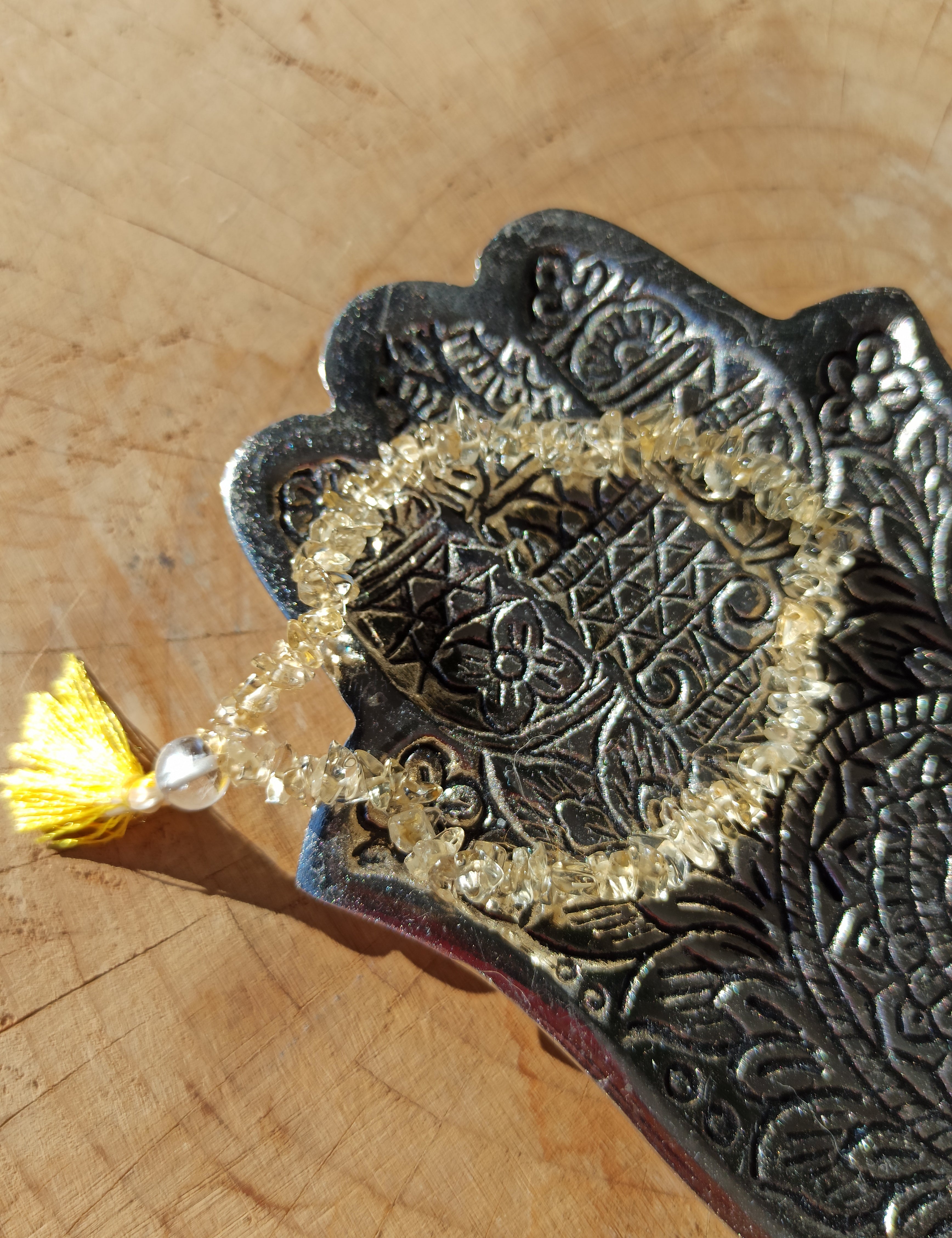 Citrien edelsteen armband split met flosje | Marga Jacobs