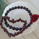 Granaat edelsteen armband split met flosje | Marga Jacobs