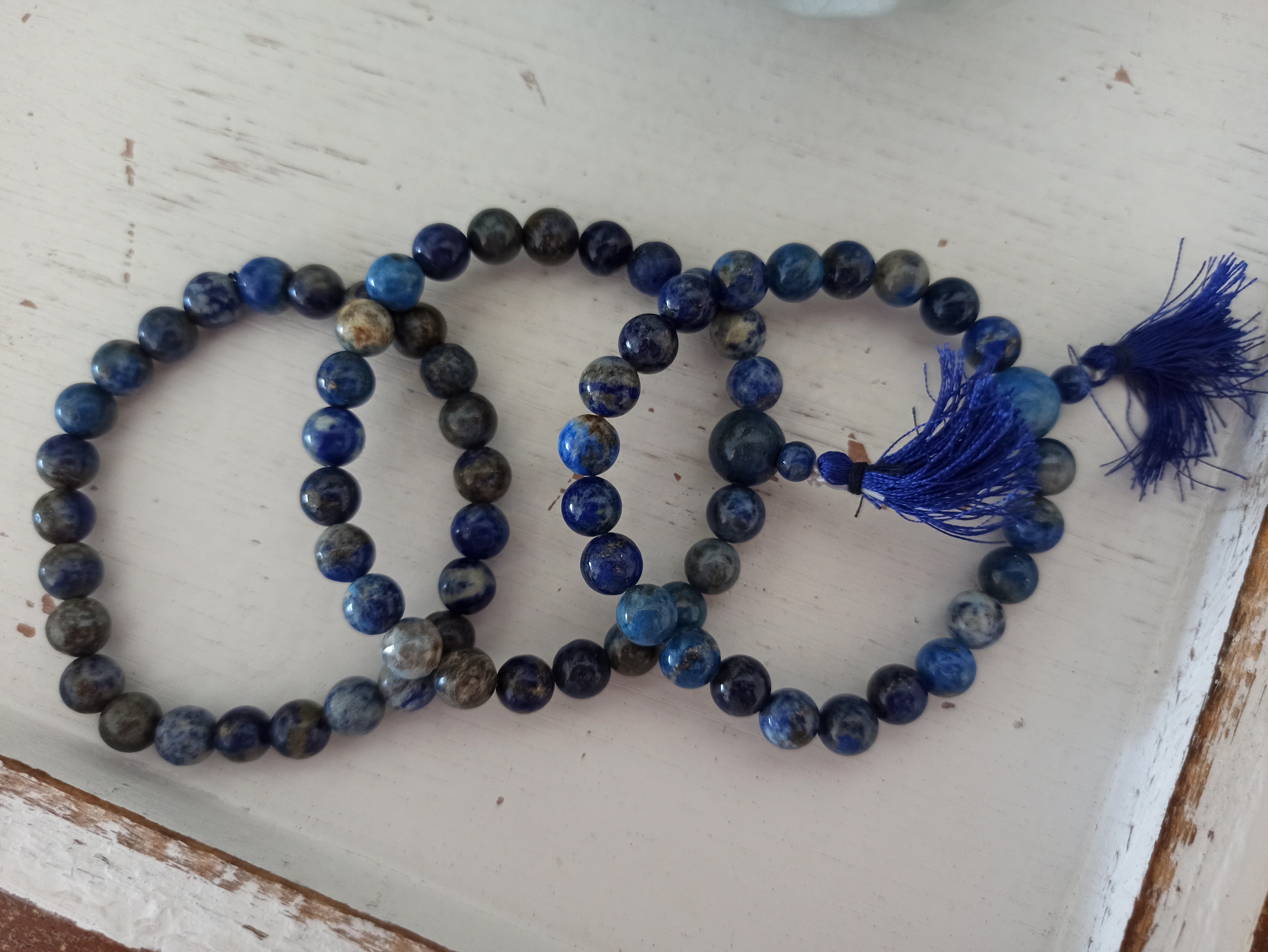 Lapis Lazuli edelsteen armband met flosje | Marga Jacobs