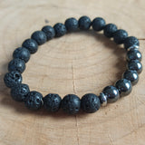 Lavasteen & Hematiet edelsteen armband | 8 mm | Marga Jacobs