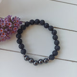 Lavasteen & Hematiet edelsteen armband | 8 mm | Marga Jacobs