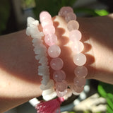 Rozenkwarts edelsteen armband met flosje | Marga Jacobs