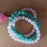Rozenkwarts edelsteen armband met flosje | Marga Jacobs