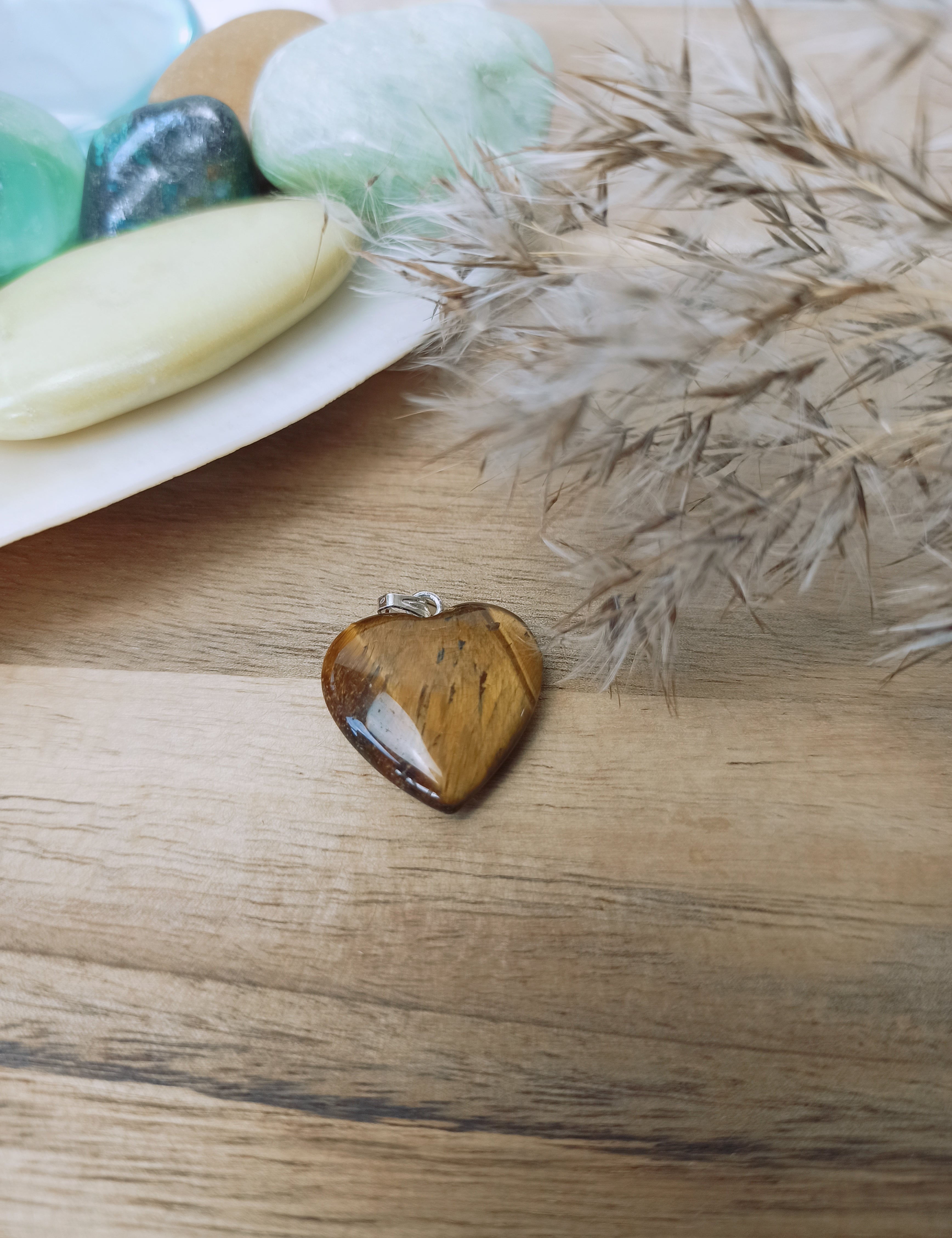 Tijgeroog edelsteen hanger hart | Marga Jacobs