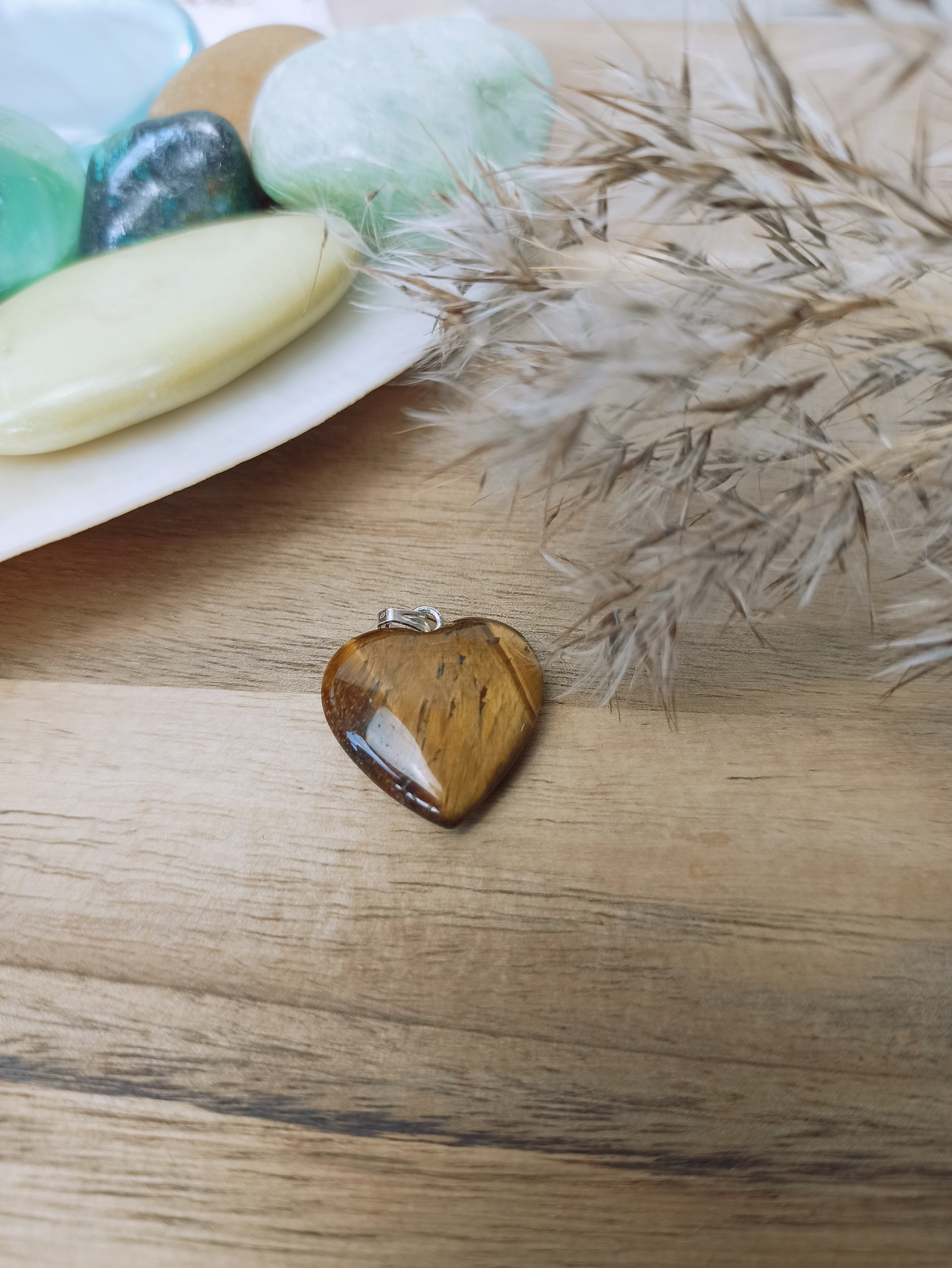 Tijgeroog edelsteen hanger hart | Marga Jacobs