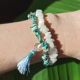 Turkoois edelsteen armband split met flosje | Marga Jacobs