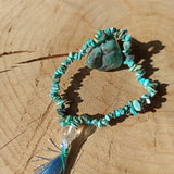 Turkoois edelsteen armband split met flosje | Marga Jacobs