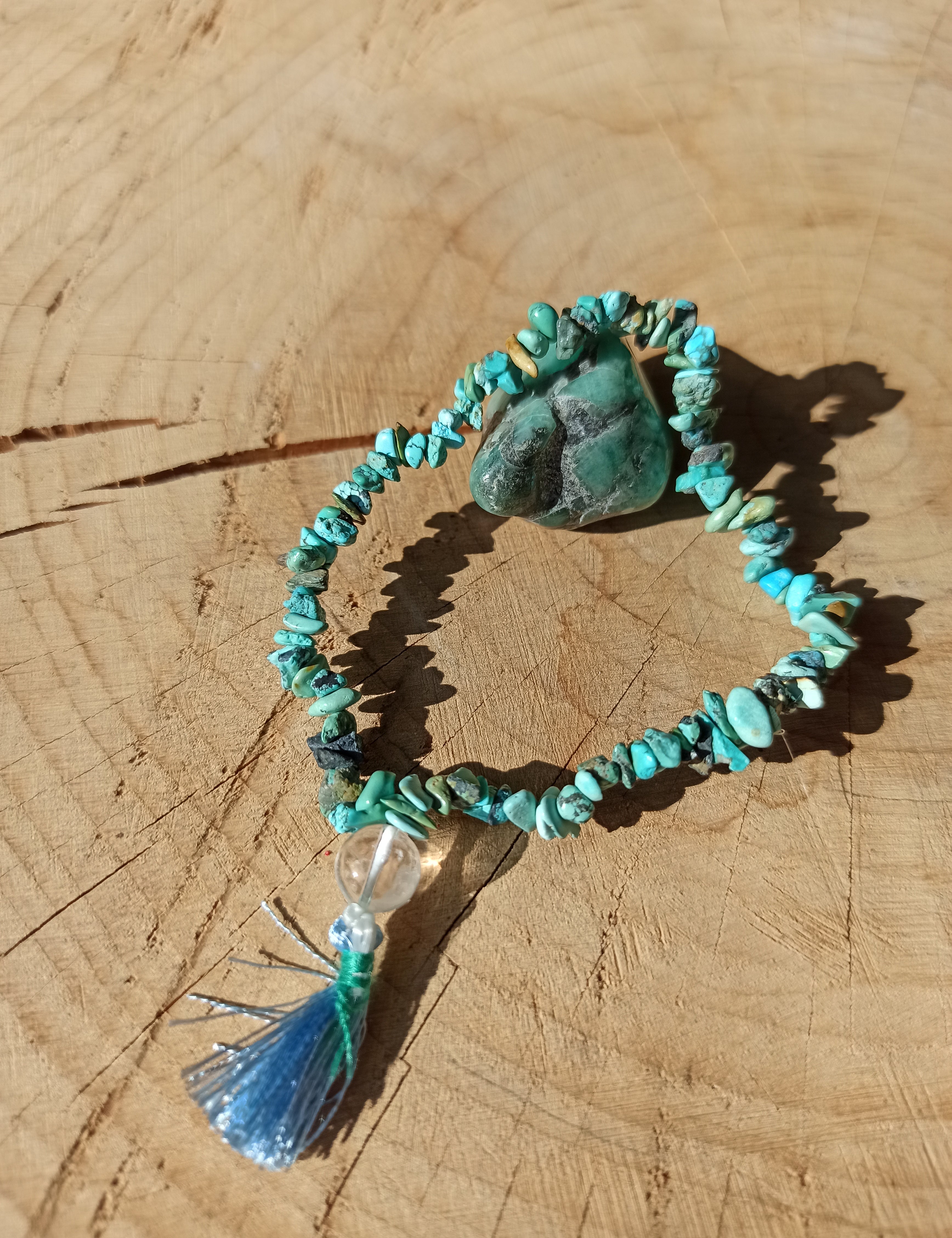 Turkoois edelsteen armband split met flosje | Marga Jacobs