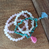 Turkoois edelsteen armband split met flosje | Marga Jacobs