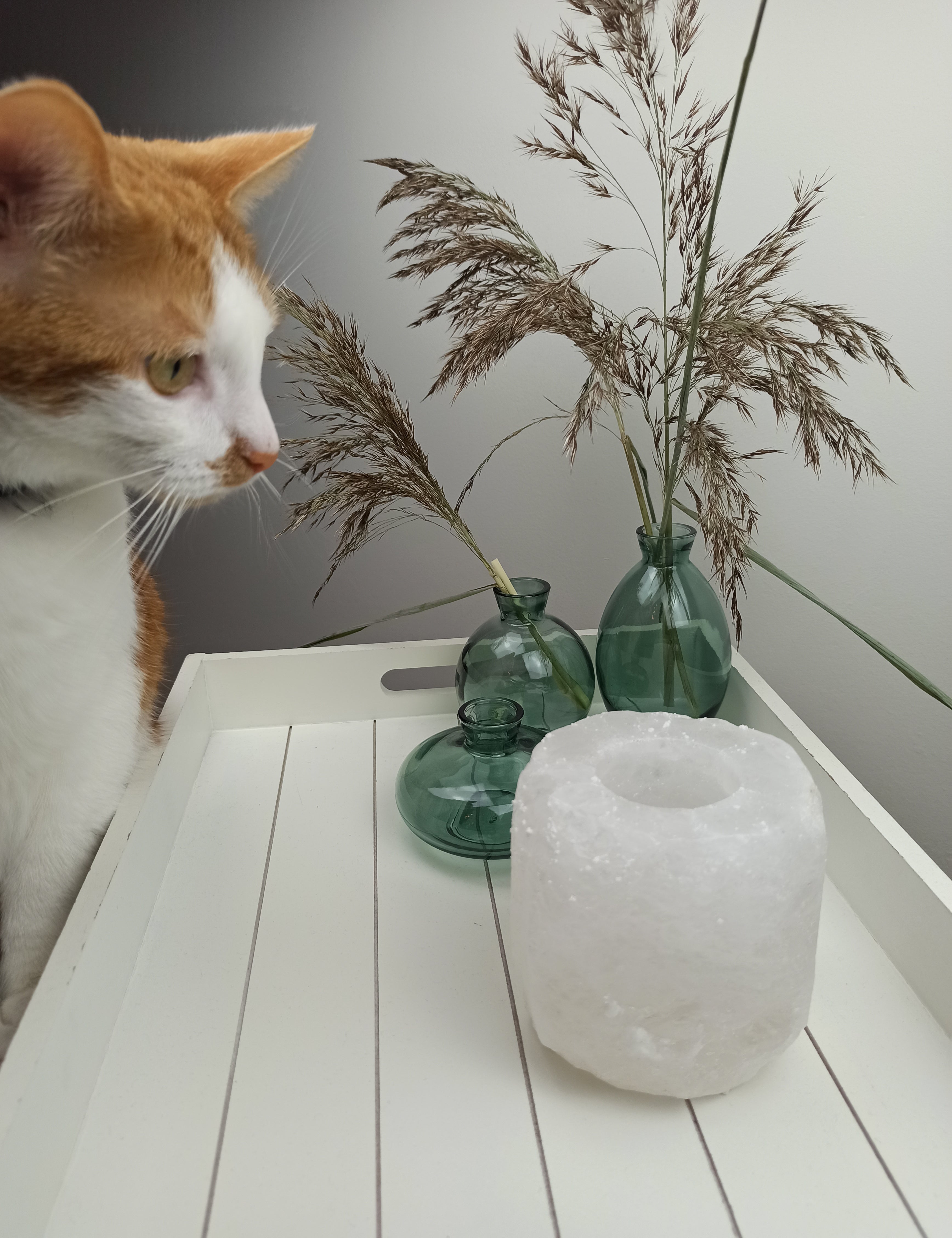 Zoutsteen theelichthouder (wit) | Marga Jacobs - De webshop