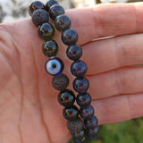 Zwarte Agaat met lavasteen armband | Marga Jacobs
