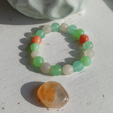 Bergkristal - Groene agaat - Carneool (facet) edelsteen armband | 10 mm – curated crystal by Marga Jacobs | rust, symboliek en intuïtieve zelfzorg