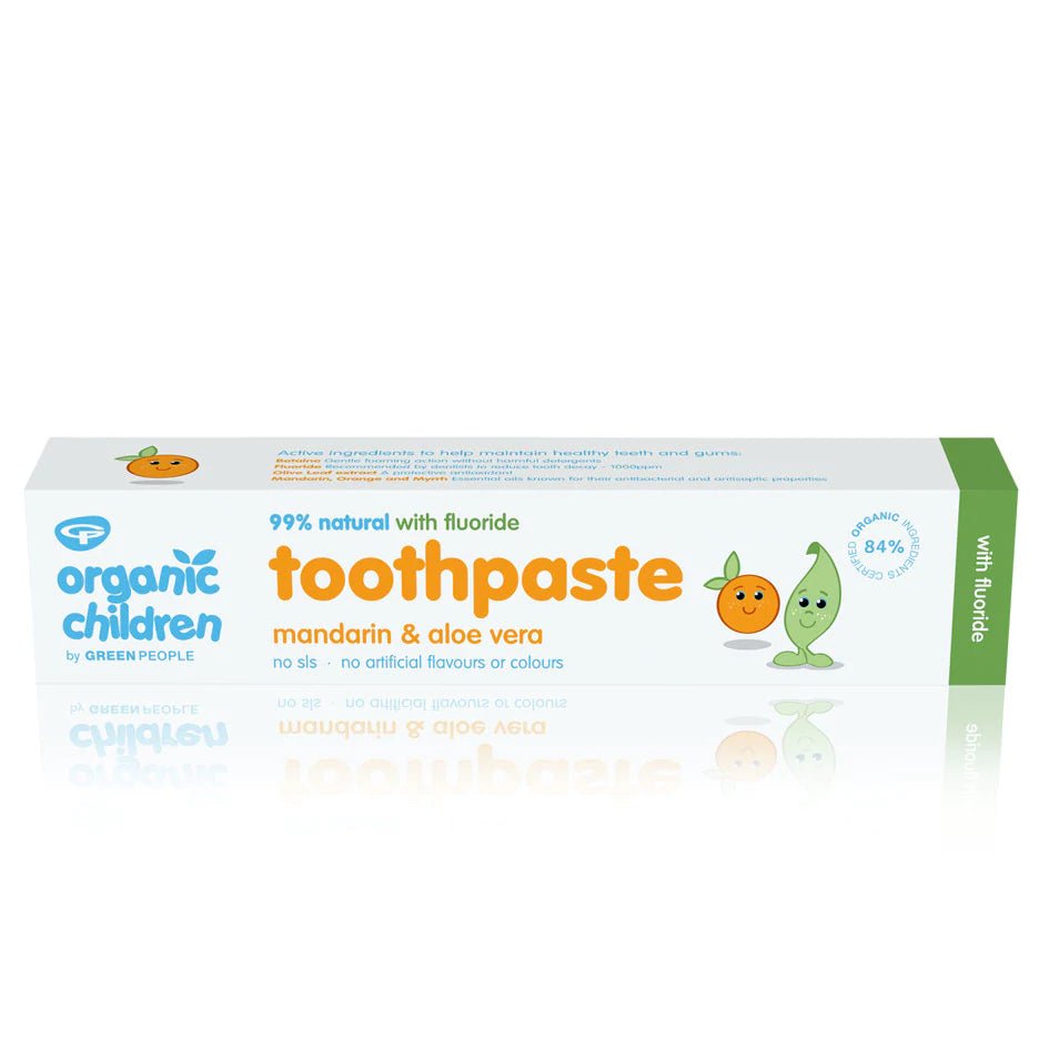 Green People Organic Children Mandarin & Aloe Vera Toothpaste - with fluoride – curated crystal by Marga Jacobs | rust, symboliek en intuïtieve zelfzorg