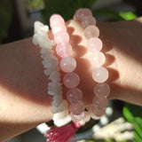 Rozenkwarts edelsteen armband met flosje | 8 mm – curated crystal by Marga Jacobs | rust, symboliek en intuïtieve zelfzorg
