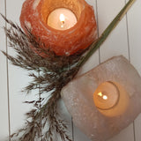 Theelichthouder Bergkristal (wit) – curated crystal by Marga Jacobs | rust, symboliek en intuïtieve zelfzorg