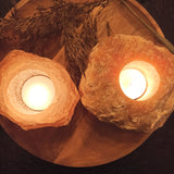 Vuurcalciet theelichthouder (oranje) – curated crystal by Marga Jacobs | rust, symboliek en intuïtieve zelfzorg